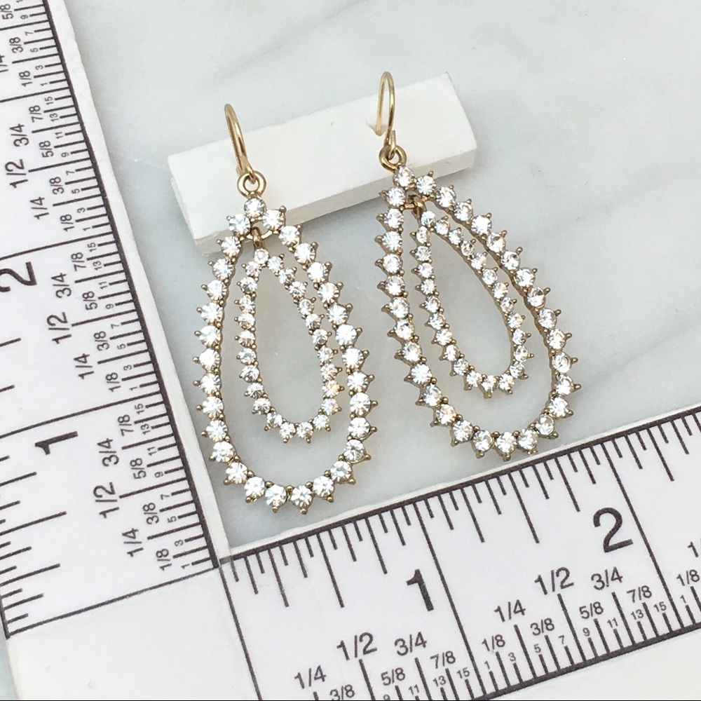 Double Drop Rhinestone Earrings - Picture 4 of 4